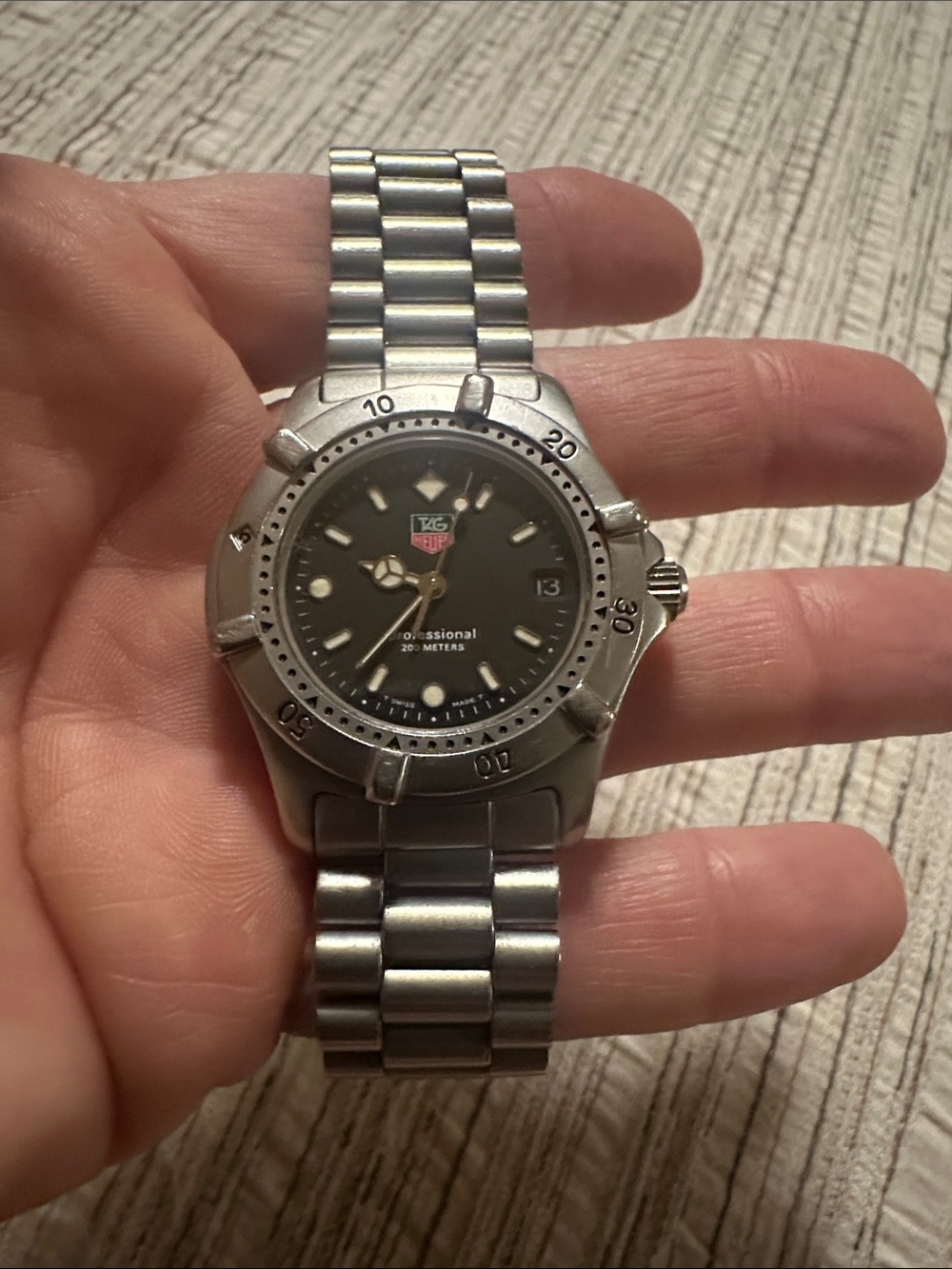 Tag Heuer Silver Bracelet Watch with Black Dial